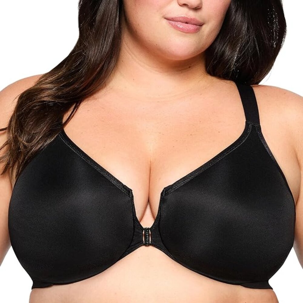 Glamorise ✨ Plus Size Wonderwire Posture Back Bra Underwire 42F NWOT Black
